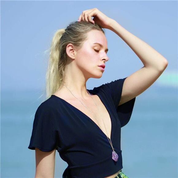 BOUTIQUELOVIN Full Wire Wrapped Amethyst Pendant Necklace Healing Chakra - Picture 2 of 7